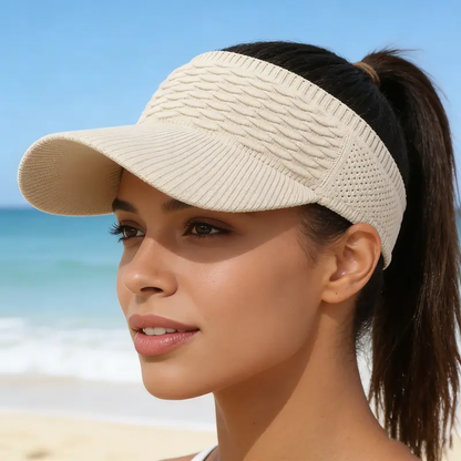 Women's Breathable Knit High Ponytail Sun Visor