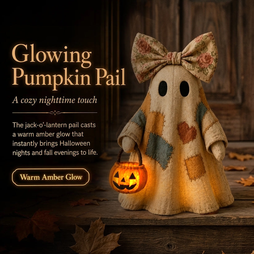 🍂👻 Lighted Vintage Patchwork Ghost