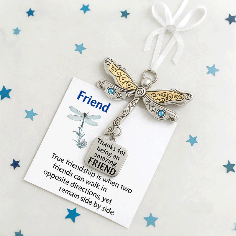 🌟 2-Pack Friendship Dragonfly Ornament with Sentimental Quote | Gift for Best Friends