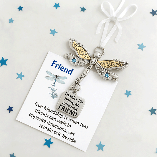 🌟 2-Pack Friendship Dragonfly Ornament with Sentimental Quote | Gift for Best Friends