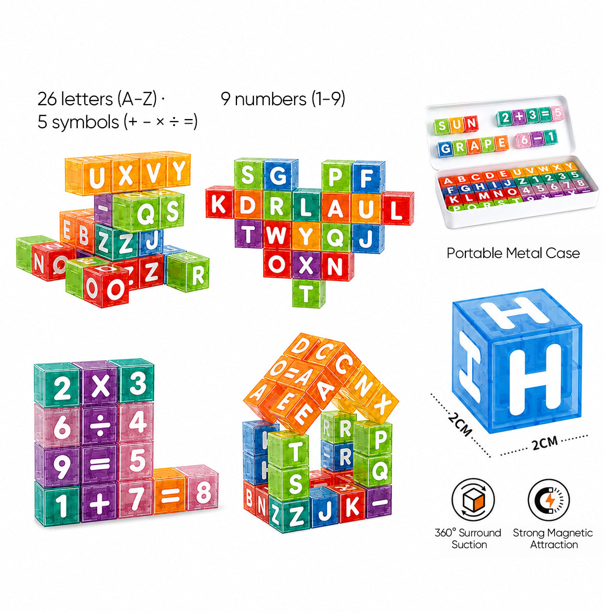 🧩Magnetic Alphabet Number Cubes for Children