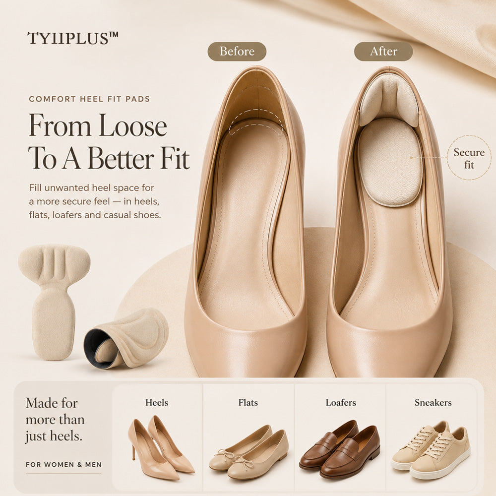 TYIIPLUS™ 5-Pair Comfort Heel Fit Pads – Cushioned Anti-Slip Shoe Inserts for a Secure, Better Fit