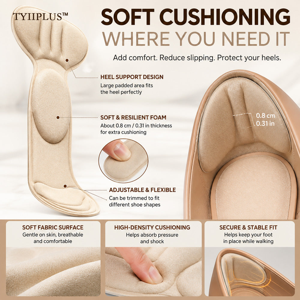 TYIIPLUS™ 5-Pair Comfort Heel Fit Pads – Cushioned Anti-Slip Shoe Inserts for a Secure, Better Fit