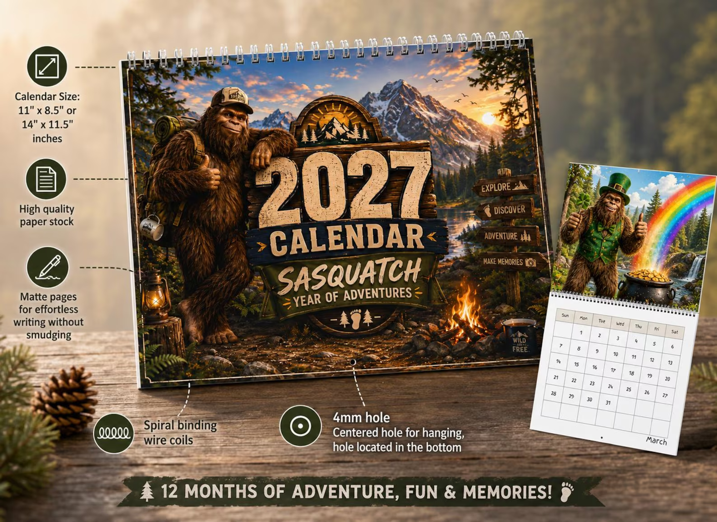 🦶Sasquatch Year of Adventures 2027 Calendar