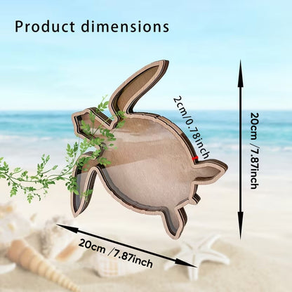🌊 Ocean Memory Turtle Shadow Box – Coastal Seashell Display Keepsake for Beach Treasures & Travel Memories