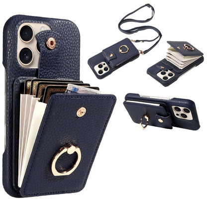 Crossbody Wallet Phone Case – RFID Blocking, Accordion Card Slot & Detachable Strap – Litchi Pattern PU Leather ✨