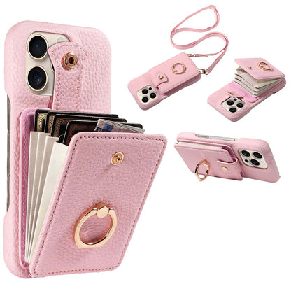 Crossbody Wallet Phone Case – RFID Blocking, Accordion Card Slot & Detachable Strap – Litchi Pattern PU Leather ✨