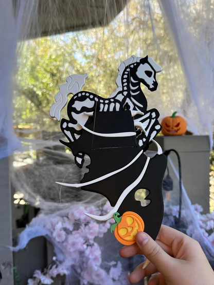 💀🐎Flying Skeletal Horse – Gothic Halloween Hanging Mobile