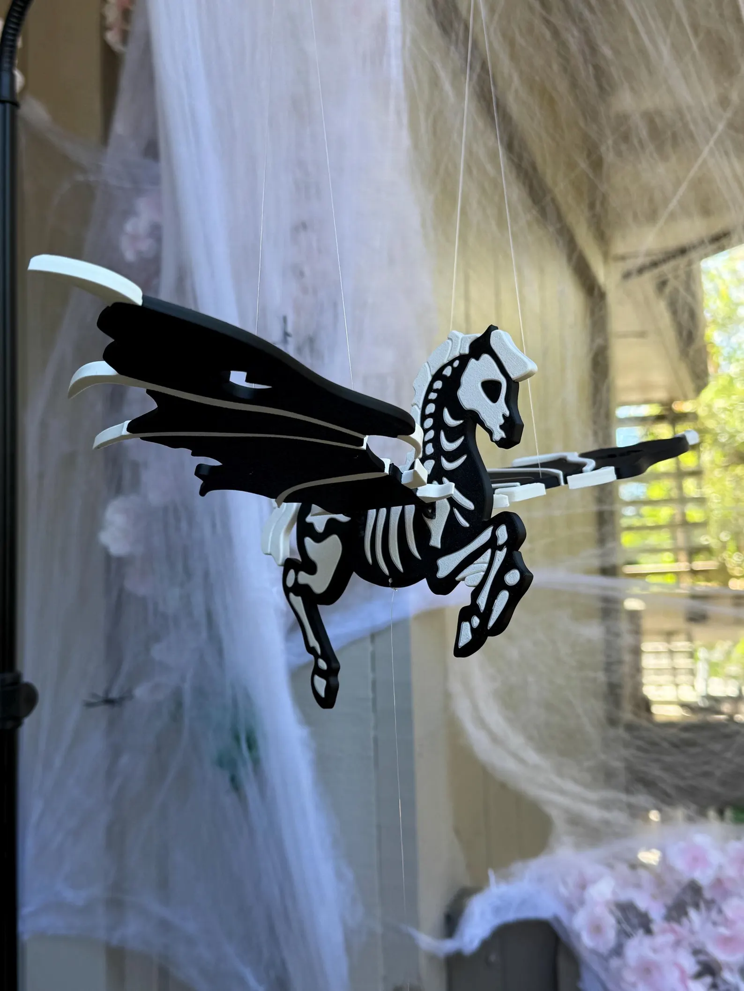 💀🐎Flying Skeletal Horse – Gothic Halloween Hanging Mobile