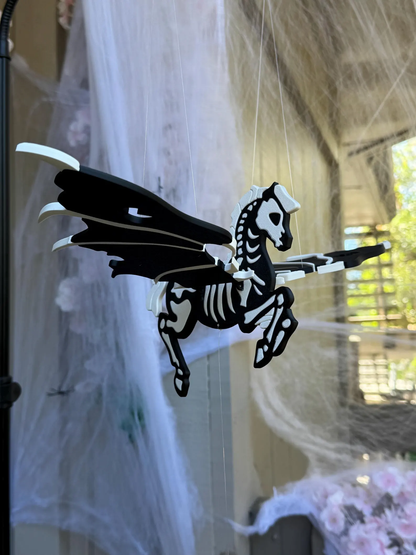 💀🐎Flying Skeletal Horse – Gothic Halloween Hanging Mobile