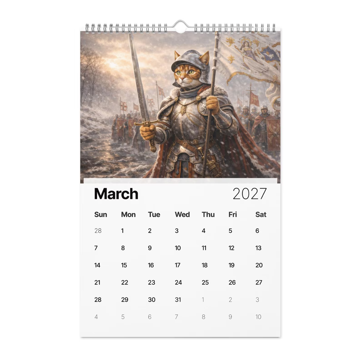 🐱📜Cats in History 2027 Wall Calendar – Funny Historical Cat Art Calendar