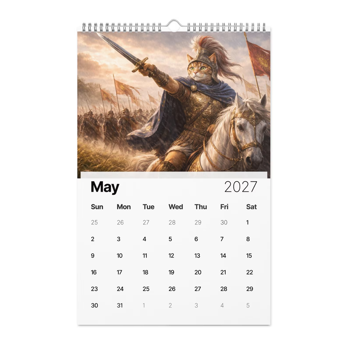 🐱📜Cats in History 2027 Wall Calendar – Funny Historical Cat Art Calendar