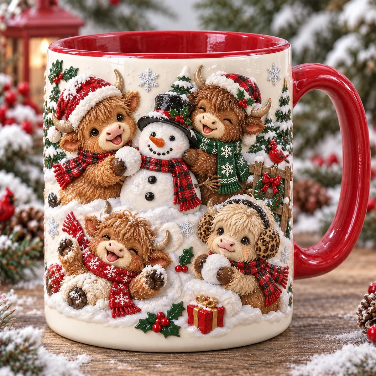 🐮 Adorable Baby Highland Cows Christmas Mug