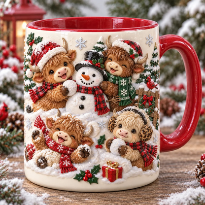 🐮 Adorable Baby Highland Cows Christmas Mug