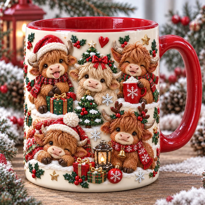 🐮 Adorable Baby Highland Cows Christmas Mug
