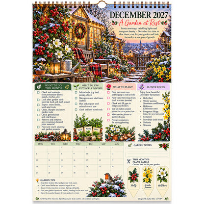 2027 Four Seasons Gardening Calendar & Monthly Planner – A4 Wall Calendar with Planting Guide, Garden Tasks & Plant Labels | TYII™