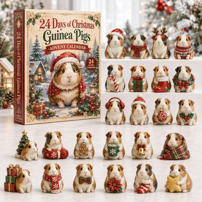 2026 Guinea Pig Christmas Advent Calendar - 24 Days of Adorable Festive Surprises, Acrylic Ornaments Blind Box -Gift for Guinea Pig Lovers