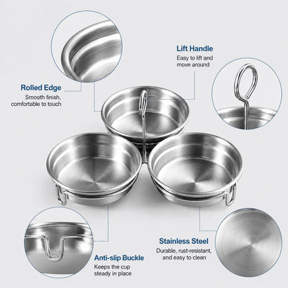 3-Cup Stainless Steel Egg Poacher with Handle, Steamed Egg Mold