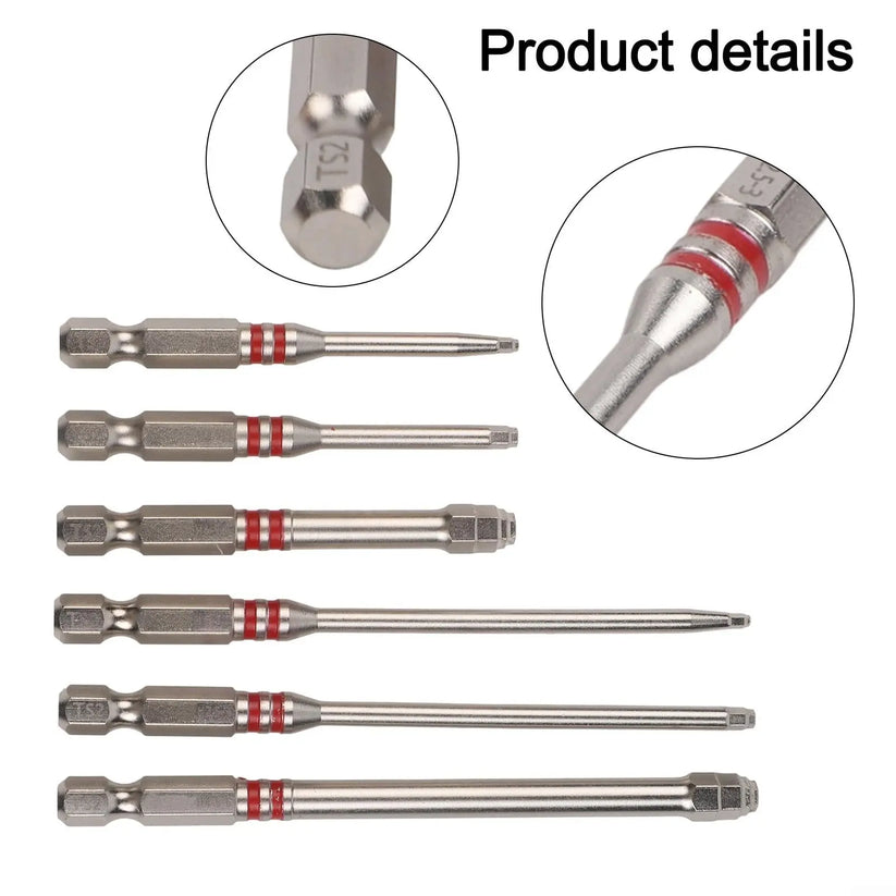 TYIIPLUS™ 6PCS S2 Alloy Steel Magnetic Screwdriver Bits Set – Pagoda Hex Shank Drill Bit Set