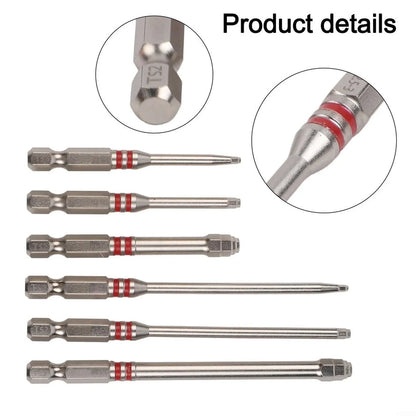 TYIIPLUS™ 6PCS S2 Alloy Steel Magnetic Screwdriver Bits Set – Pagoda Hex Shank Drill Bit Set