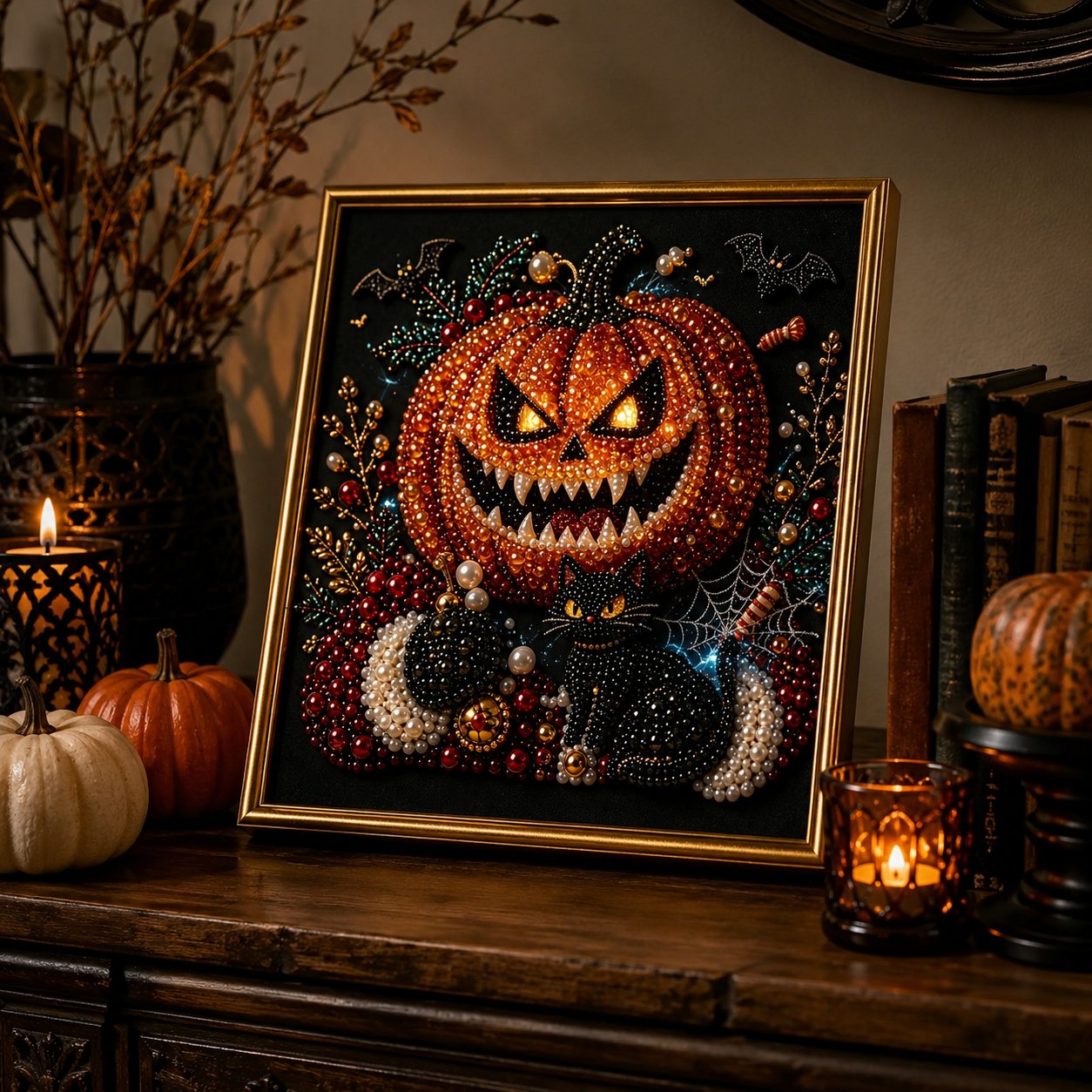 🖤 Premium 3D Pearl Dark Gothic Diamond Painting Art Kit | Luxury Flocked Canvas with Scratch-Resistant Non-Fading Pearl Beads DIY Dark Academia Decor 💀🕯️✨