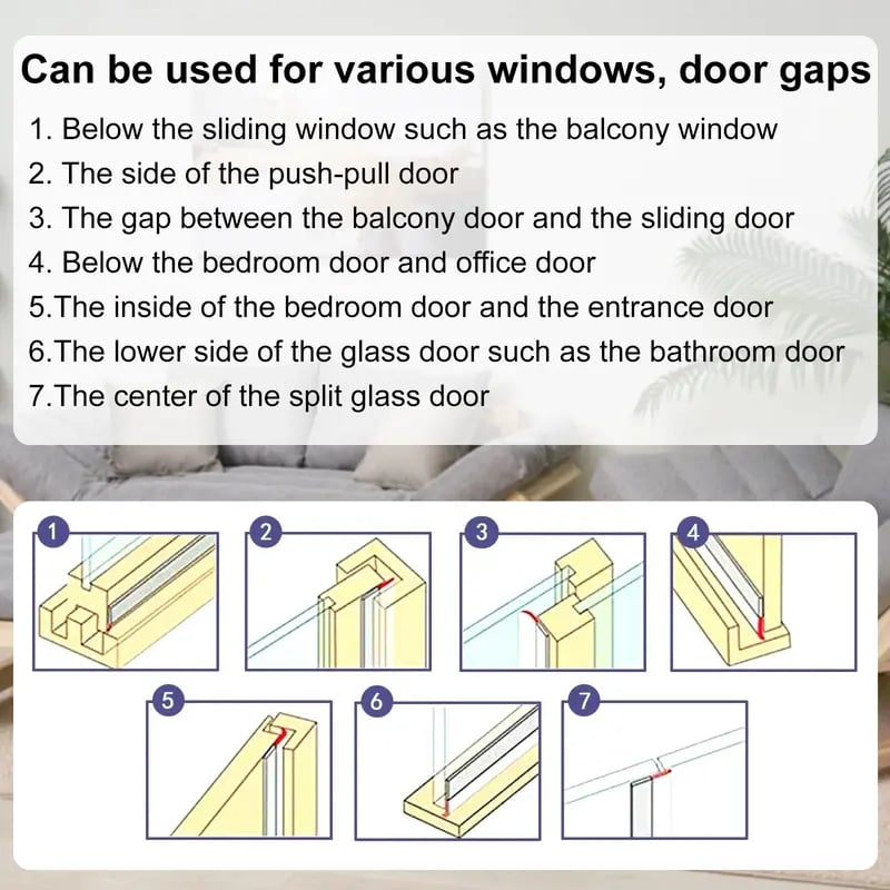 16.4 ft Door Weather Stripping | Adhesive Draft Stopper Seal Strip for Doors, Windows & Shower Doors