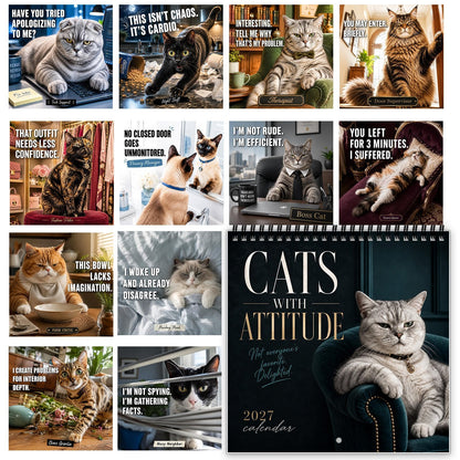 Cats With Attitude 2027 Wall Calendar