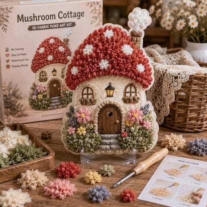 🔥🏡 Whimsical Village 3D Fabric Poke Art Kit, No-Sew Beginner DIY Craft, Screen-Free Relaxing Handmade Desktop Decoration & Family Bonding Activity Gift