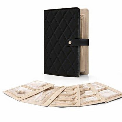 Travel Jewelry Notebook Organizer – Premium PU Leather Case with 5 Removable Velvet Storage Pages