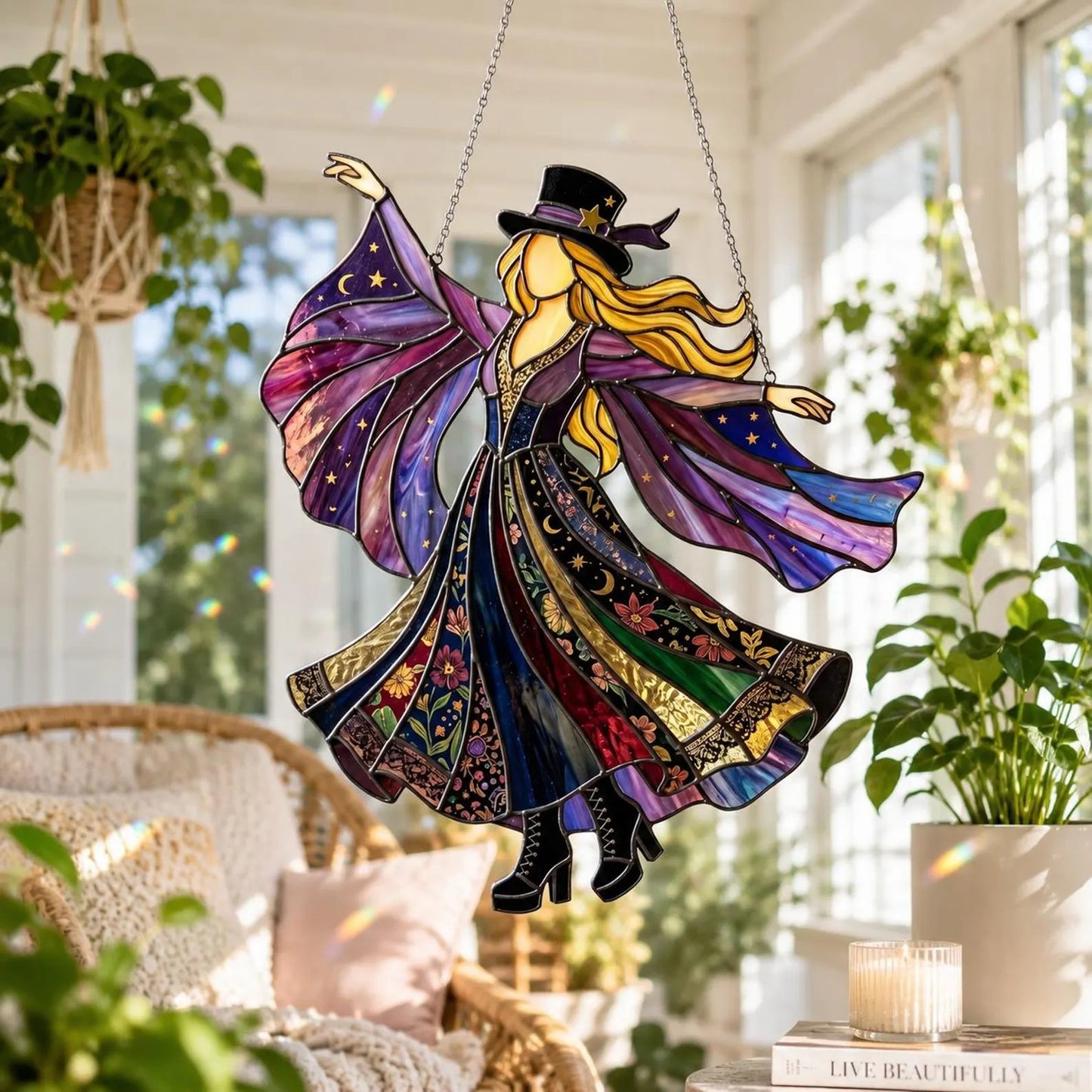 💃 Stevie Nicks 🤘 Handmade Stained Glass Spinning Suncatcher