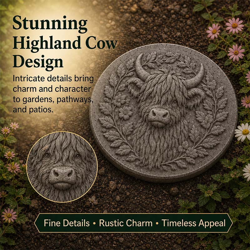 🐮Highland Cow Garden Art Stepping Stone Mold