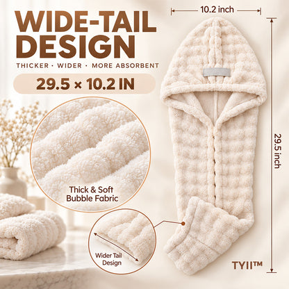 TYII™ Extra-Large 4-Corner Hair Drying Towel Wrap – Extra-Long Thick Microfiber Hair Cap for Long & Thick Hair