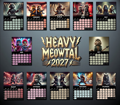 🐱Heavy Meowtal 2027 Calendar: Metal Cat Art