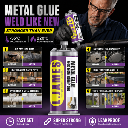 Metal Weld Repair Glue – 2-Part Epoxy, Waterproof, Heat-Resistant, Drillable 🔧