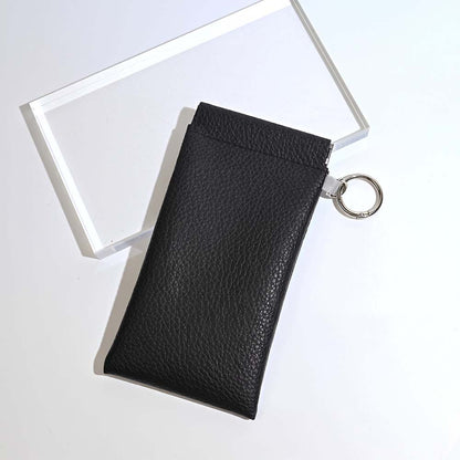 TYIIPLUS™ Minimalist PU Leather Eyeglasses Pouch – Portable Sunglasses Case with Built-In Cleaning Cloth & Key Ring