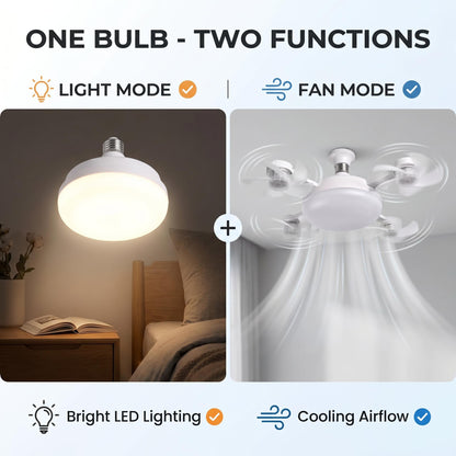 🌀E27 Socket Ceiling Fan Light – 2-in-1 LED Light & Quiet Fan with Remote Control