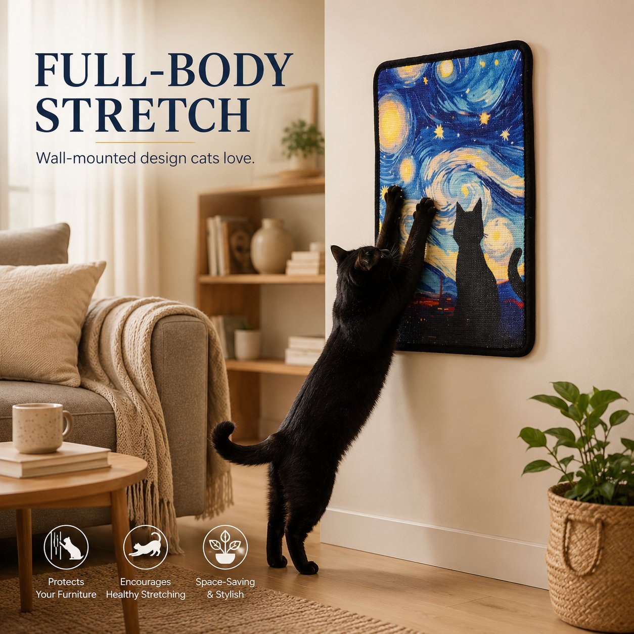 🐱 Decorative Wall Art Cat Scratcher – Stylish 2-in-1 Cat Scratch Board