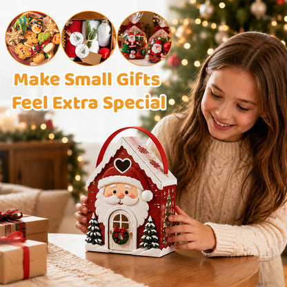 Christmas Cottage Gift Box with Handle – Festive House-Shaped Holiday Packaging