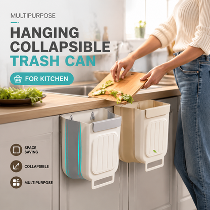 Multipurpose Hanging Collapsible Trash Can – Wall-Mounted Kitchen Waste Bin