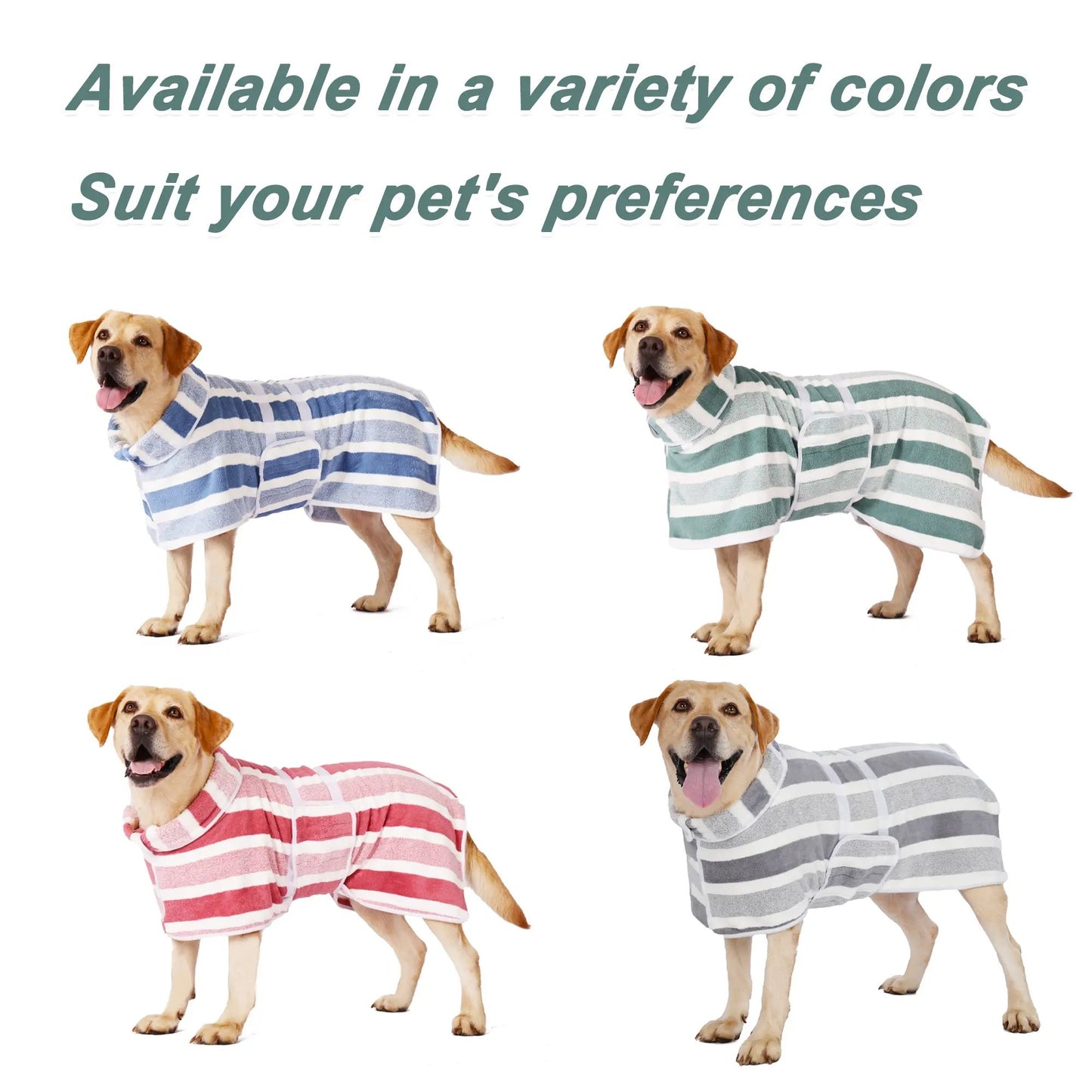 The Ultimate Quick-Dry Dog Bathrobe | Ultra-Absorbent & Stylish Striped Spa Wrap