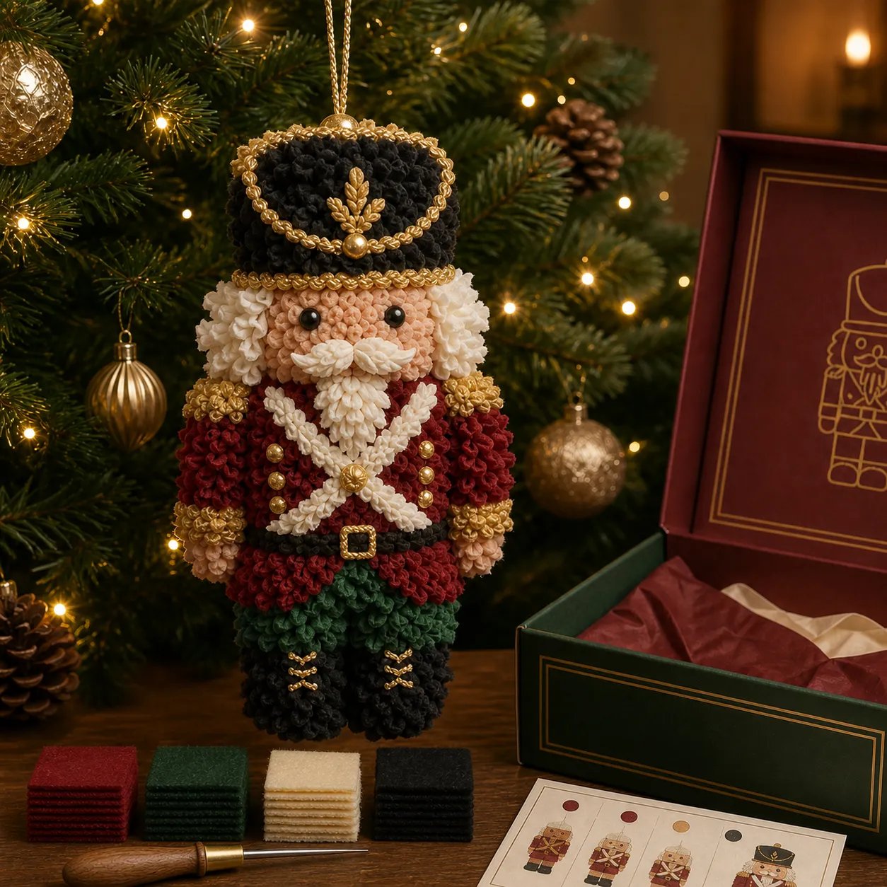 🎄Beginner-Friendly 3D Fabric Poke Christmas Ornament DIY Kit Collection | Complete Kit with Pre-Cut Fabrics, Stuffed Felt Base, Poking Tool & Step-by-Step Guide Included 💕