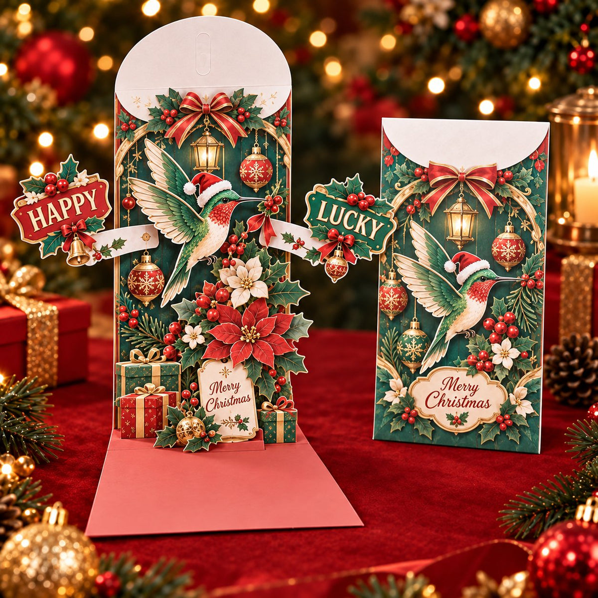 🎄Handmade 3D Christmas Money Card – Pop-Up Holiday Card with Cash Envelope & Message Space 💌✍💵