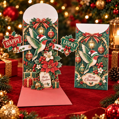 🎄Handmade 3D Christmas Money Card – Pop-Up Holiday Card with Cash Envelope & Message Space 💌✍💵