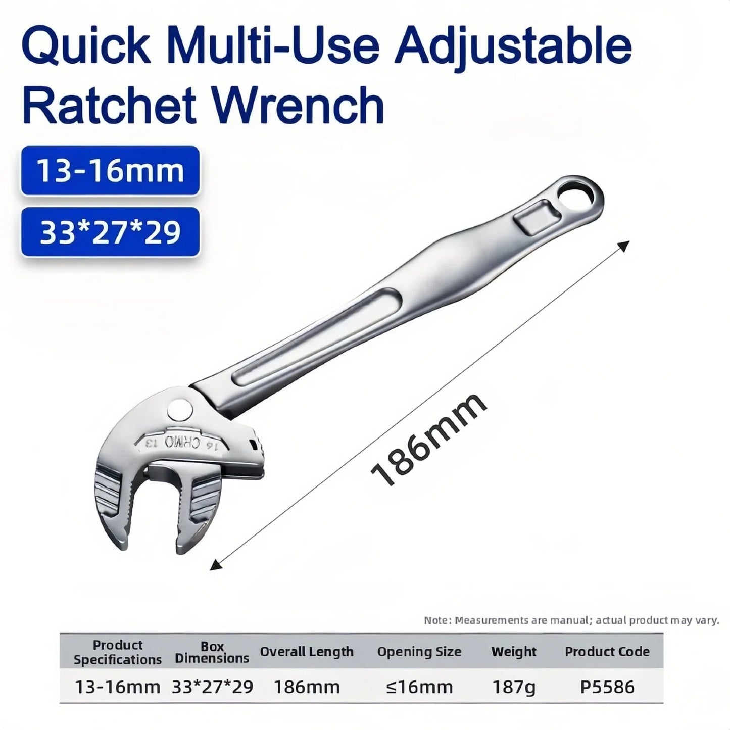 TyiiPlus Self-Setting Spanner - Heavy-Duty Adjustable Crab Claw Wrench