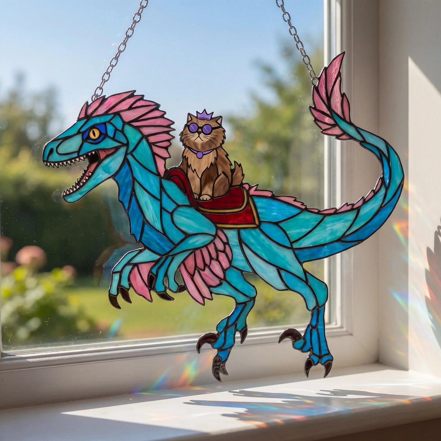 🐉🐱 Princess Donut & Mongo Stained Glass Suncatcher | Dungeon Crawler Carl Window Hanging ✨