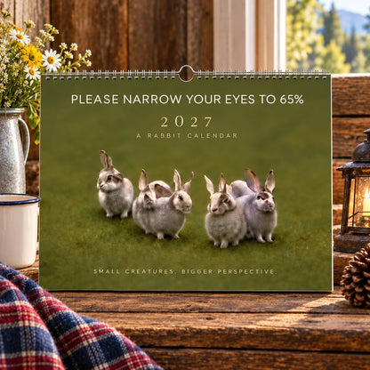 🌿🐰 2027 Hidden Message Rabbit Wall Calendar – Squint & See Optical Illusion Calendar