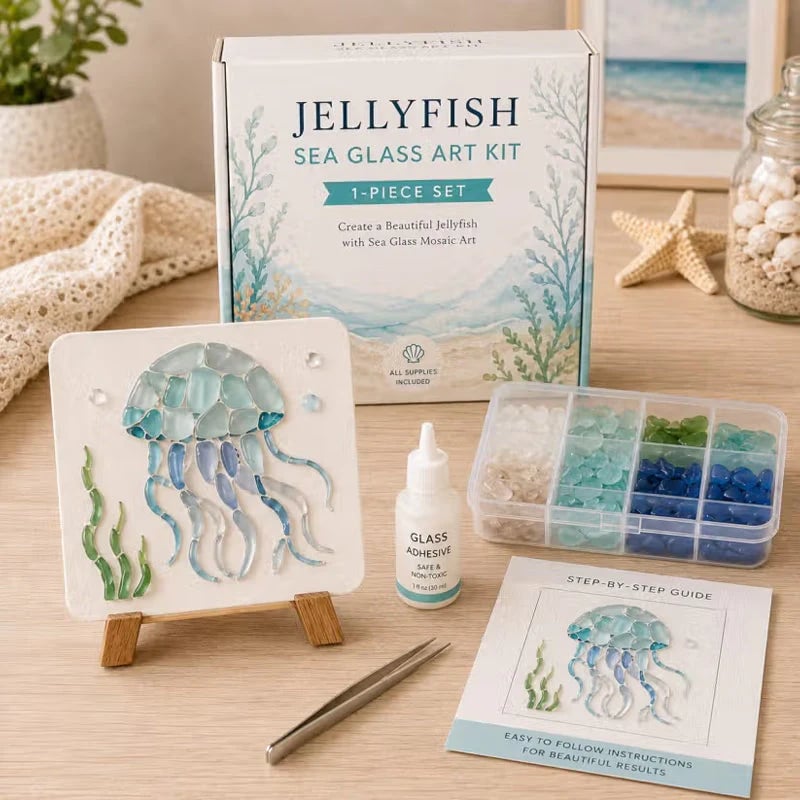 🐋🌊 DIY Sea Glass Mosaic Art Kit – Create Beautiful Ocean-Inspired Artwork with Colorful Glass Pieces