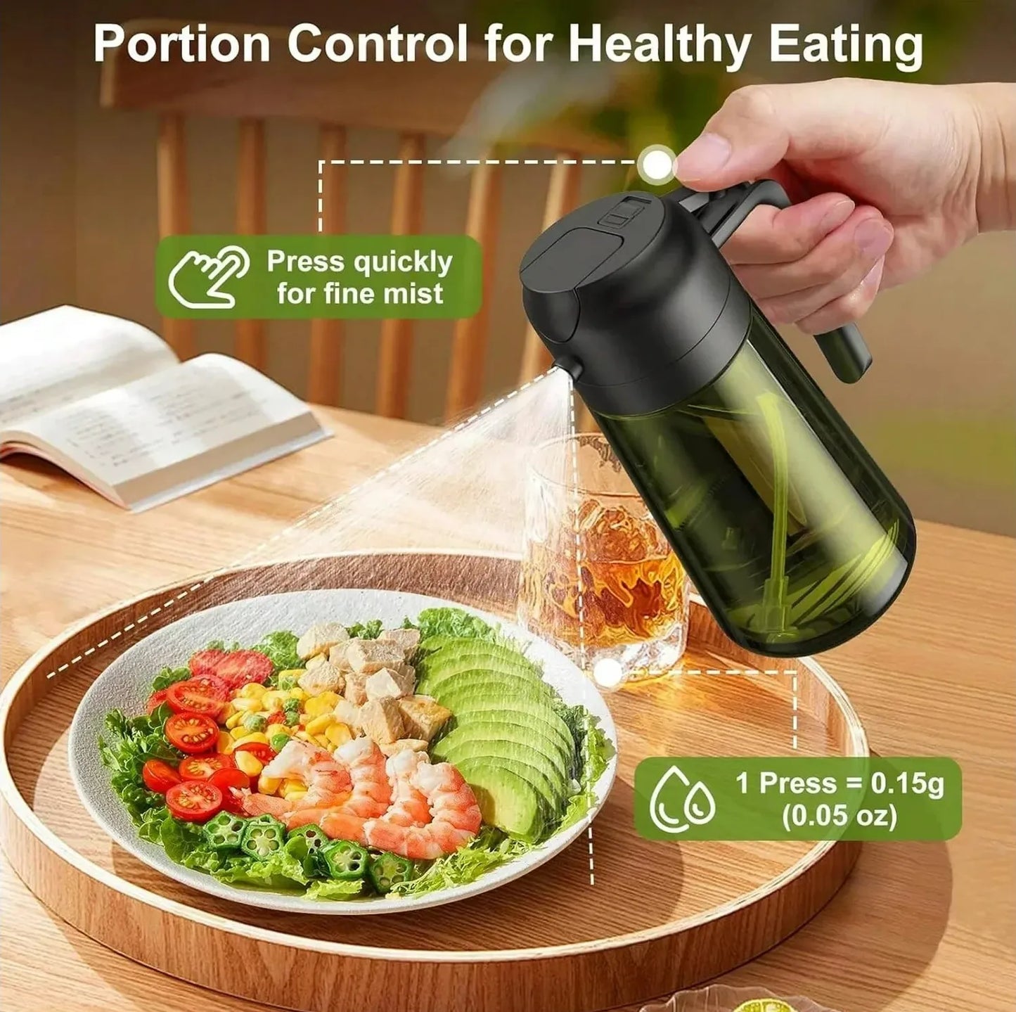 2-in-1 Glass Oil Sprayer & Dispenser – Leak-Proof Kitchen Bottle