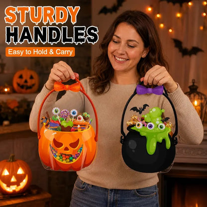 🎃 Halloween Treat & Goodie Bags with Handles (Poison Cauldron & Pumpkin Designs) 🍬👻