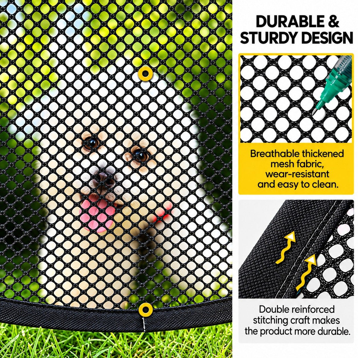 Foldable Pop Up Mesh Cat Playpen, 27.5in Portable Spherical Pet Enclosure, Safe Outdoor Play Tent for Cats Small Dogs Rabbits Guinea Pigs